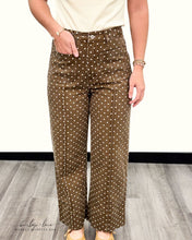 Load image into Gallery viewer, Brown Polka Dot Pant W/ Front + Back Pockets