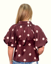 Load image into Gallery viewer, Polka Dot Button Down Top | Burgundy