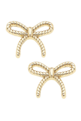 Gold Bessie Rope Bow Stud Earrings