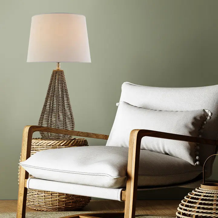 Tan Rattan Table Lamps