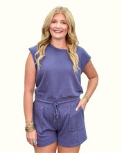 Load image into Gallery viewer, Denim Blue Snapback Romper