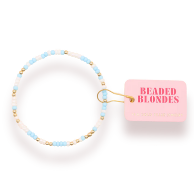 Pastel Blue + White Sprinkle Bracelet | Beaded Blondes
