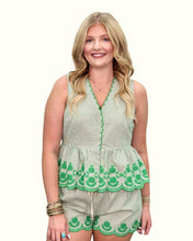 Load image into Gallery viewer, Green Embroidered Shorts Set