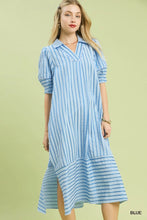 Load image into Gallery viewer, Collared Striped Midi Dress