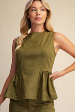 Load image into Gallery viewer, Round Neck Sleeveless Peplum Top