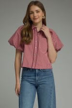 Load image into Gallery viewer, Puff Sleeve Button Down Blouse