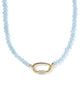 Emery Beaded Strand Necklace Gold Light Blue Chalcedony|KS