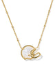Football Helmet Short Pendant Necklace Gold Ivory Mother Of Pearl|KS