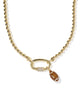 Football Metal Strand Necklace Gold White Cz|KS