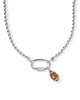 Football Metal Strand Necklace Silver White Cz|KS