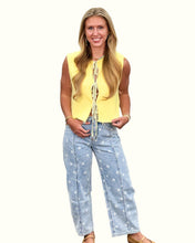 Load image into Gallery viewer, Denim Barrel Jeans with White Polka Dots