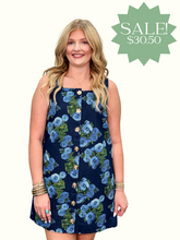 Load image into Gallery viewer, Floral Print Denim Mini Dress