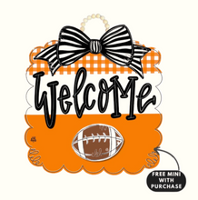 Load image into Gallery viewer, Orange + White Football Scallop W/ Mini (Tigers) Door Sign