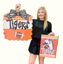 Load image into Gallery viewer, Orange + White Game Day Garden Sign (Tigers)