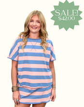 Load image into Gallery viewer, Striped Dolman Drawstring Skort And Tee Set
