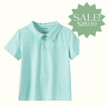 Load image into Gallery viewer, Green &amp; White Striped Polo