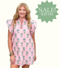 Load image into Gallery viewer, Floral Print Ruffle Neck Mini Dress