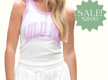 Load image into Gallery viewer, Lulu Mac | White Tank w\ Lavender