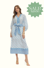 Load image into Gallery viewer, Ivory Blue Floral Print Midi Dress