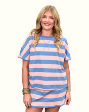 Load image into Gallery viewer, Striped Dolman Drawstring Skort And Tee Set