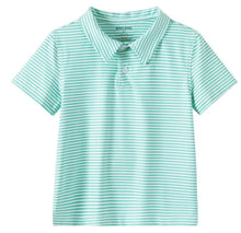Load image into Gallery viewer, Green &amp; White Striped Polo