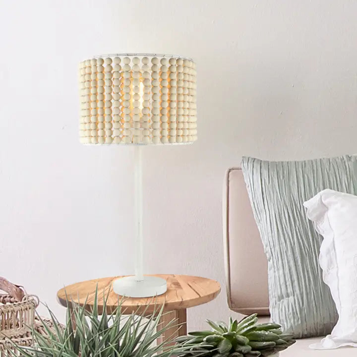 Wooden Beaded Table Lamp