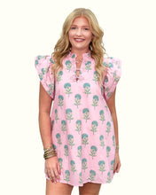 Load image into Gallery viewer, Floral Print Ruffle Neck Mini Dress