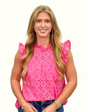 Load image into Gallery viewer, Pink Bianca Eyelet Tank
